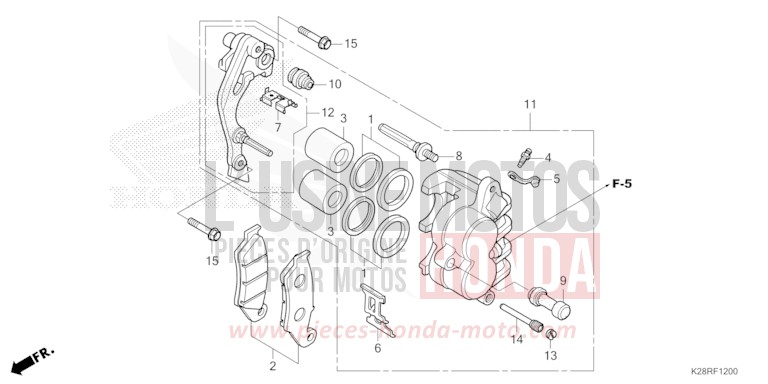 VORDERRAD-BREMSSATTEL von CRF125FB "große Räder" EXTREME RED (R292) von 2025